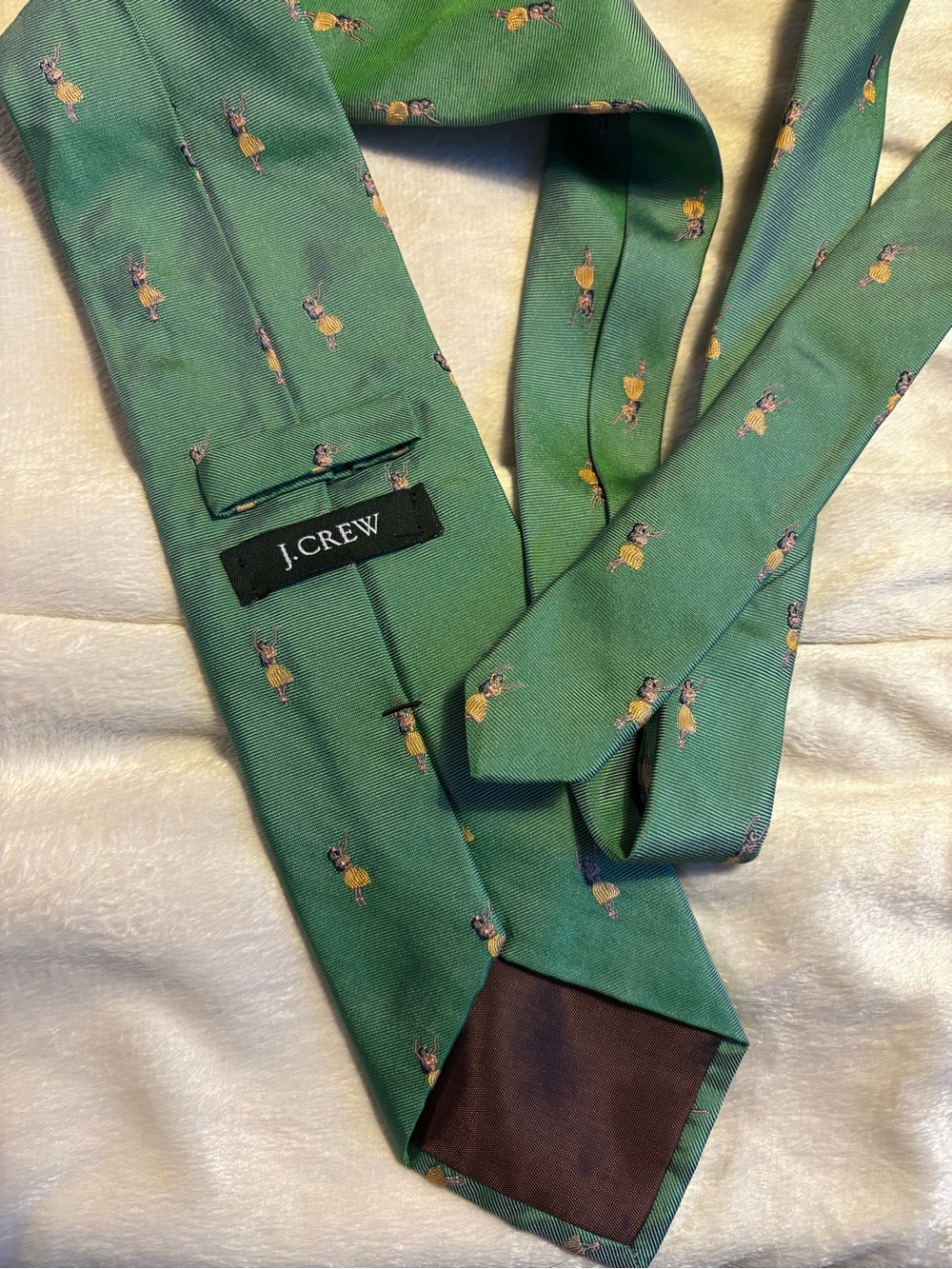 J.Crew Green Silk Hula Girl Print Tie